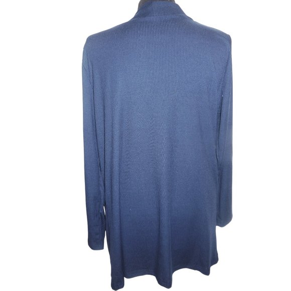 Cardigan NEW 1X,2X,3X ROSIO Blue Lightweight knit duster pockets long sleeve - Picture 6 of 7